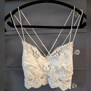 Free People White Lace Cropped Cami Top NWT